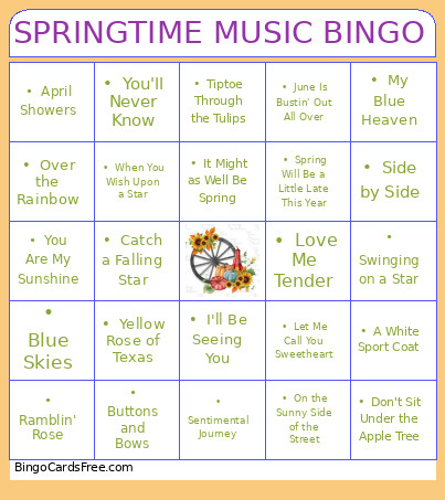 SPRINGTIME MUSIC Bingo Card 2