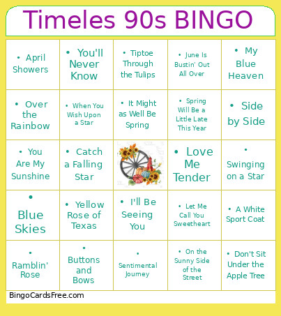 Springtime Music Bingo Card