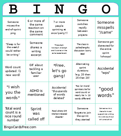 Sprinto V2 Bingo Card