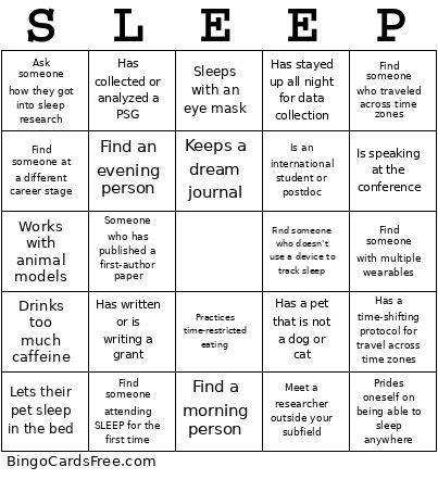 SRS Networking Bingo Card