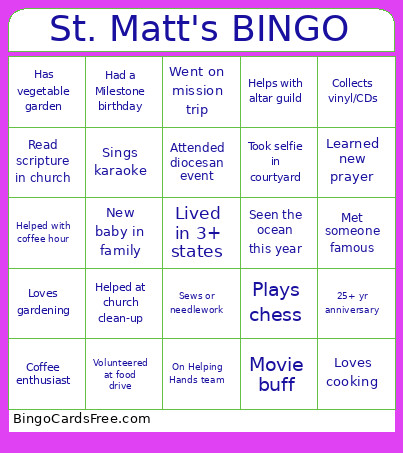 St. Matthew's Community Bingo Card