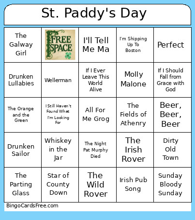 St. Paddy's Day Bingo Card