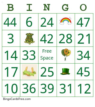 St Patrick's Day Bingo Cards Free Pdf Printable Game, Title: BINGO