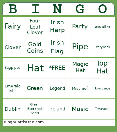 St. Patrick's Day Bingo Card