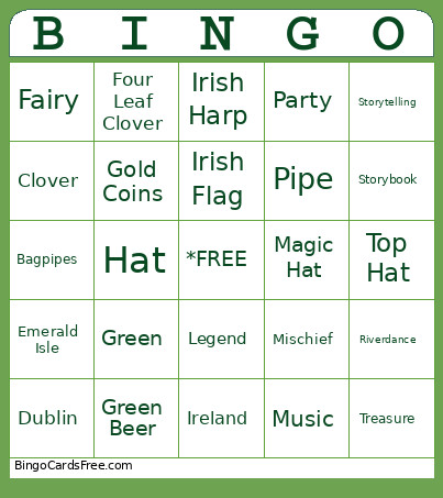 St. Patricks Day Bingo Card