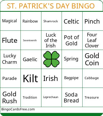 ST. PATRICK'S DAY BINGO