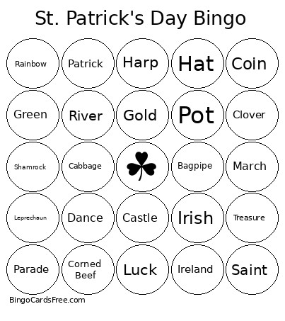 St. Patrick's Day Bingo Card