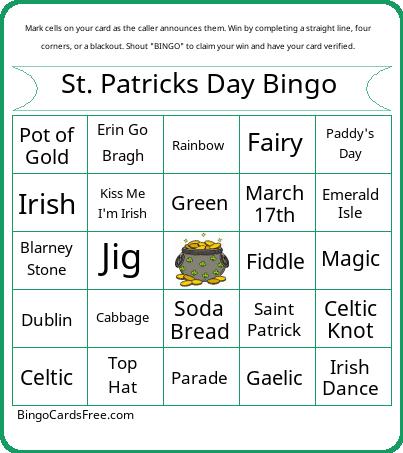 St. Patricks Day Word Bingo