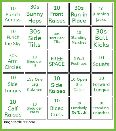St Patricks GiGiFIT Bingo Card