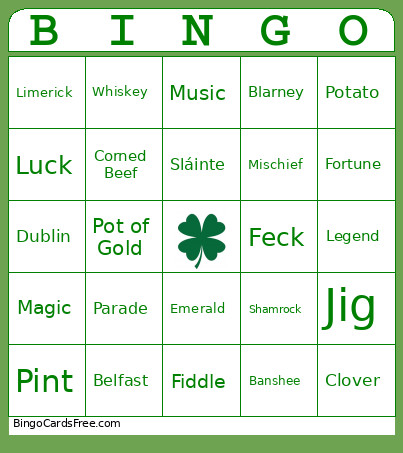St Pattys Day 2026 Bingo Card