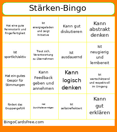 Stärken- Bingo Card