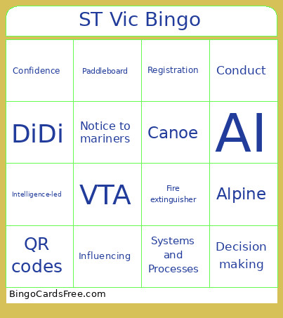 ST Vic Bingo Card