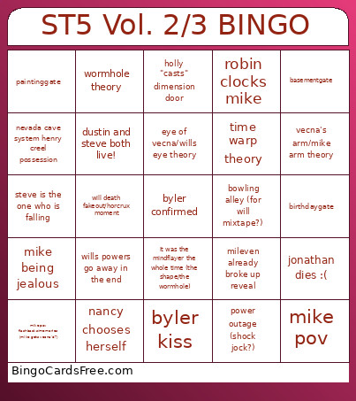 ST5 Vol. 2/3 Bingo Card