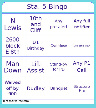 Sta. 5 Bingo Card