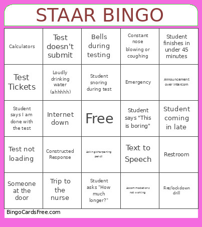 STAAR Bingo Card 2