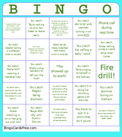 Staff Bingo Card 2