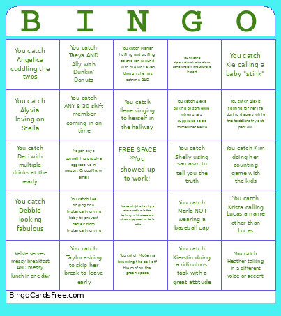 STAFF Bingo Card