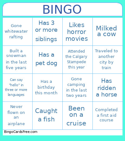 Staff Bingo Card