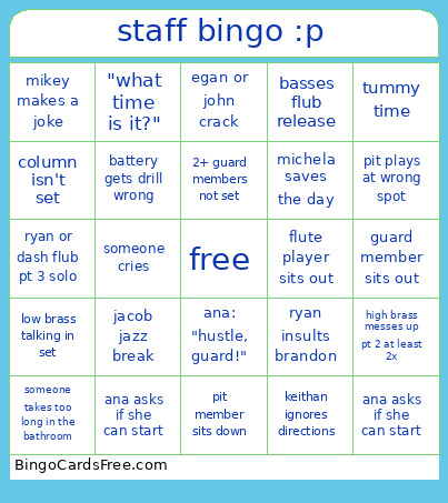 Staff :p Bingo Card