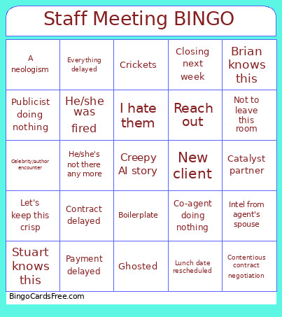 Staff Meeting Bingo Card