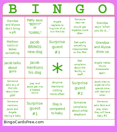 Staley Christmas Bingo Card