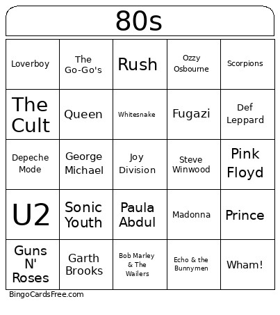 Standard Bingo Card