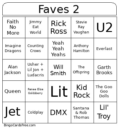 Standard Bingo Card