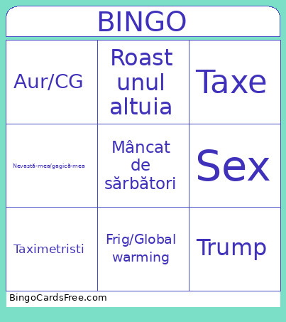Standup Bingo Card