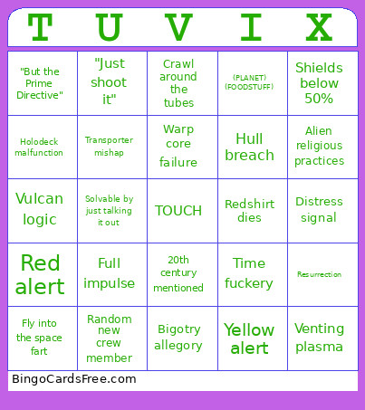 Star Trek Bingo Card