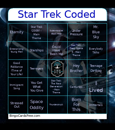 Star Trek Coded Bingo Card