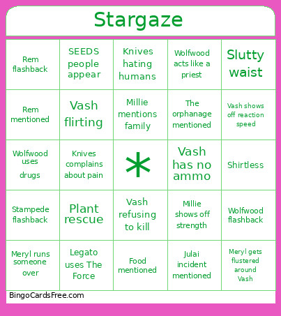 Stargaze Bingo Card