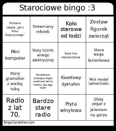 Starociowe :3 Bingo Card
