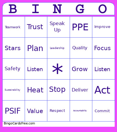 Stars Bingo Card 2