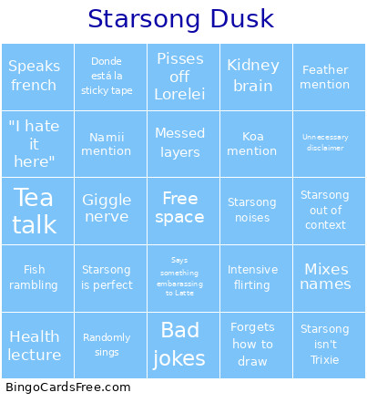 Starsong Dusk Bingo Card