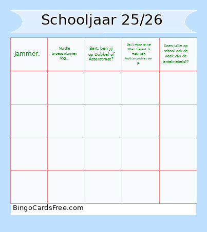 Start Schooljaar 25/26 Bingo Card