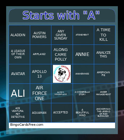 Starts With A Bingo Card