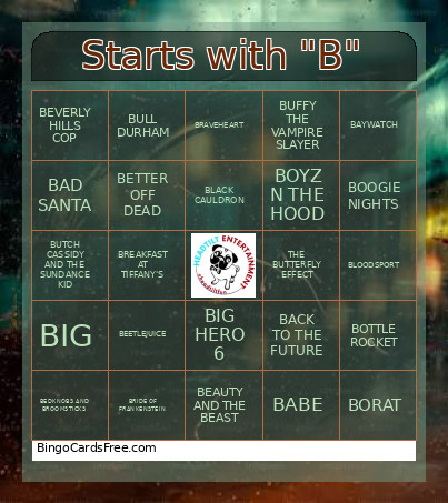 Starts With B Bingo Card
