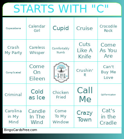 Starts With C Bingo Card