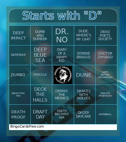 Starts With D Bingo Card