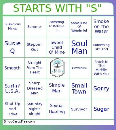 Starts With S Bingo Card