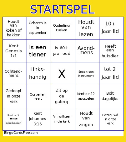 Startspel Bingo Card