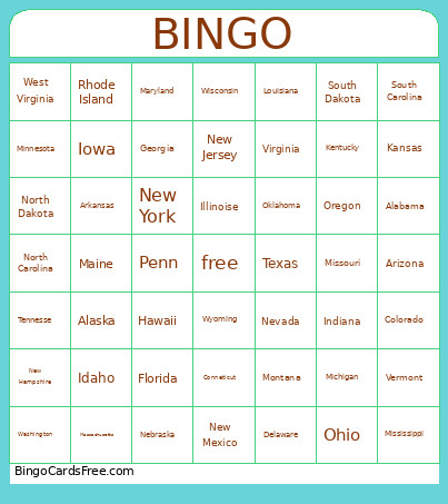 State Bingo Card