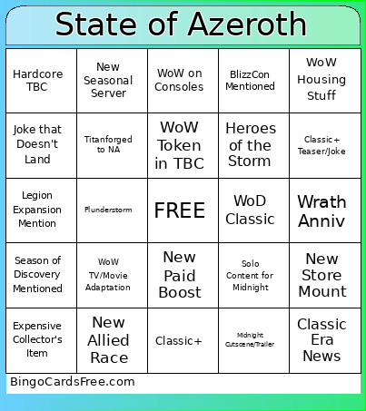State Of Azeroth (All) Bingo Card