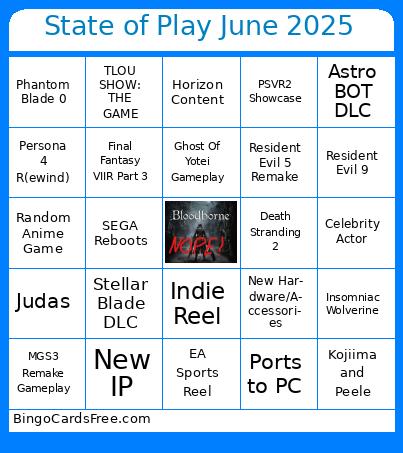 State of Play June 2025 Bingo