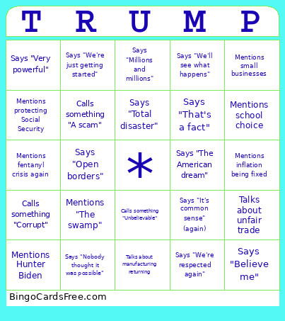 State Of The Union Bingo Card 2