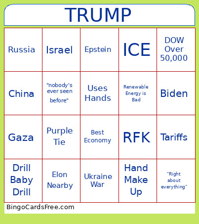 State Of Union Bingo Card
