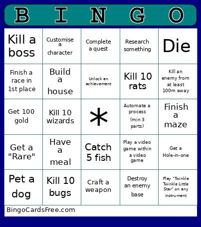 STATIC 2 GAME Bingo Card