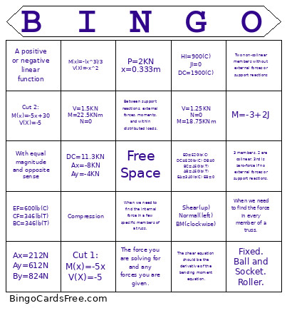 STATICS Bingo Card