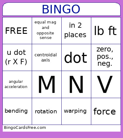 Statics Final Bingo Card