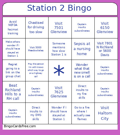 Station 2 Bingo Card
